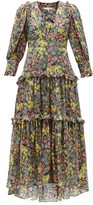 Thumbnail for your product : LoveShackFancy Lorencia Floral-print Cotton-blend Dress - Green Multi