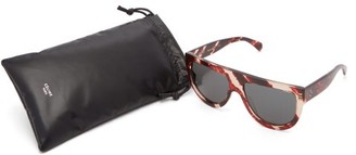 Celine Shadow D-frame Marbled Acetate Sunglasses - Red
