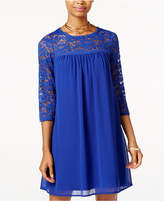Thumbnail for your product : As U Wish Juniors' Lace-Trim Shift Dress