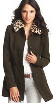 Thumbnail for your product : LOFT Leopard Print Collar Wool Blend Twill Pea Coat
