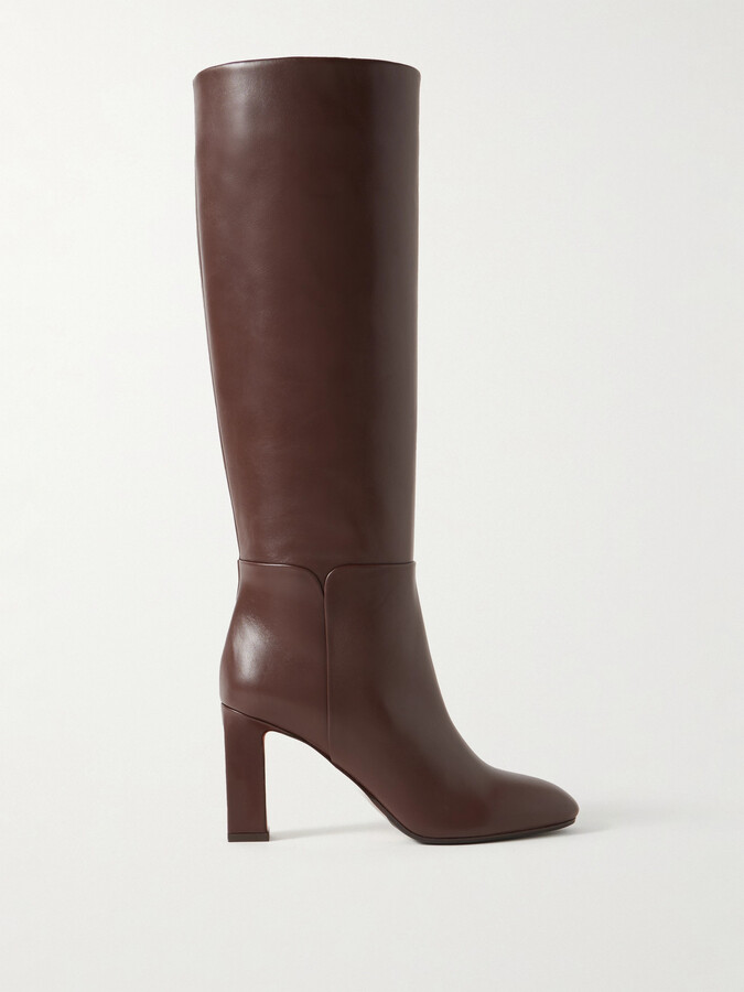 Aquazzura Sellier 85 Leather Knee Boots - Brown