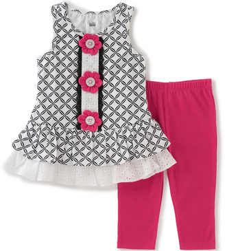 Kids Headquarters White Lattice Print Top & Pink Leggings - Infant Toddler & Girls