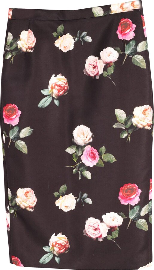 N°21 N.21 Floral Midi Pencil Skirt in Black Print Silk