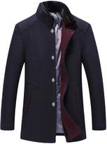 Thumbnail for your product : Domple Men's Winter Stand Collar Single breasted Wool-Blend Long Jacket Coat M