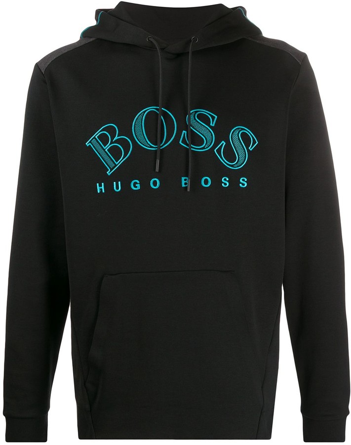 HUGO BOSS Curved Logo Regular-Fit Hoodie - ShopStyle