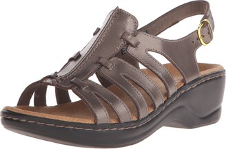 clarks silver flat sandals