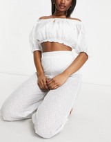 Thumbnail for your product : Fashion Union Exclusive crop beach top in white lace