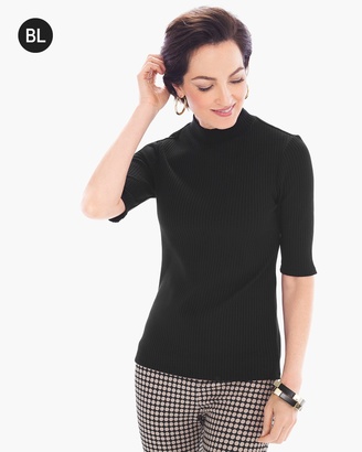 Chico's Ribbed Mock Neck Top
