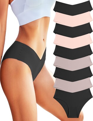 FINETOO 6 Pack Womens Underwear Invisible Seamless Bikini Lace