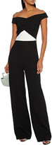 Thumbnail for your product : Roland Mouret Harran Off-the-shoulder Two-tone Wool-crepe Jumpsuit