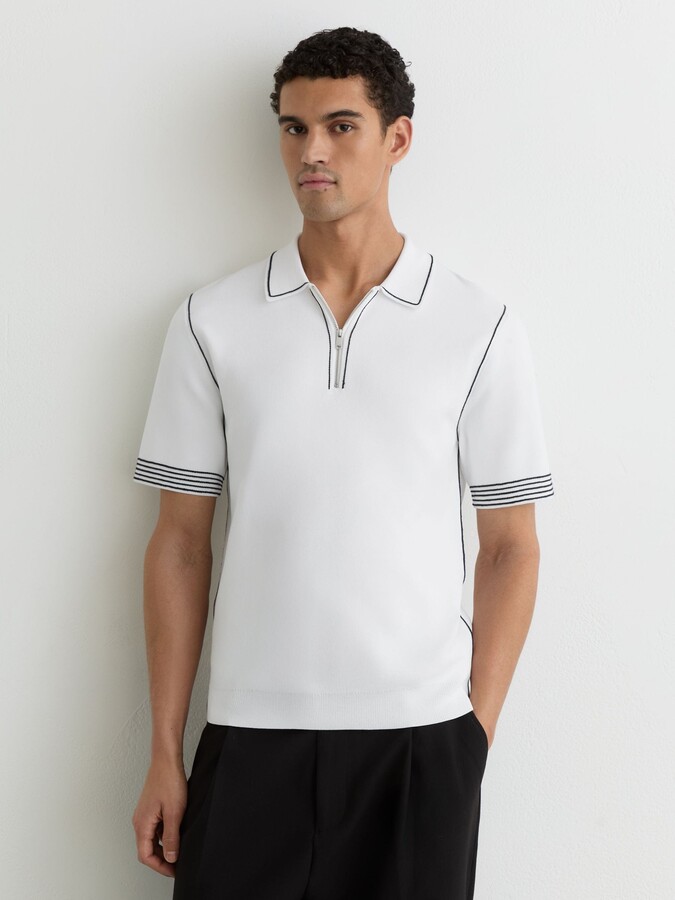 Reiss Stitch-detail Half-zip Polo Shirt