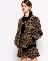 Thumbnail for your product : Ganni Bomber Jacket in Leopard Print Boiled Wool