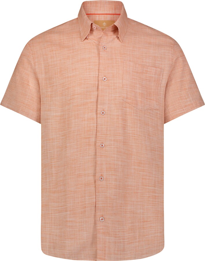 American Heritage Peach and White Heather Short Sleeve Woven Weave Shirt