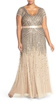 Thumbnail for your product : Adrianna Papell Embellished Mesh Gown (Plus Size)