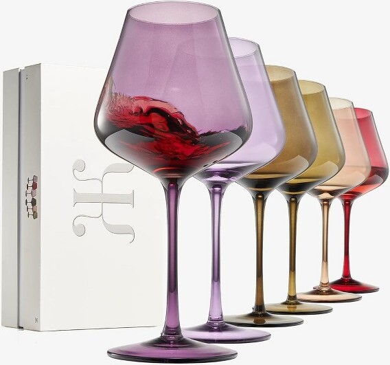 Khen's Crystal Colored Italian Design Wine Glasses, Unique & Luxurious ...