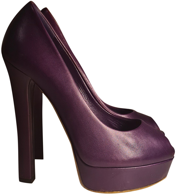 Gucci Purple Leather Heels - ShopStyle