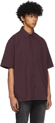 Acne Studios Burgundy Seersucker Short Sleeve Shirt