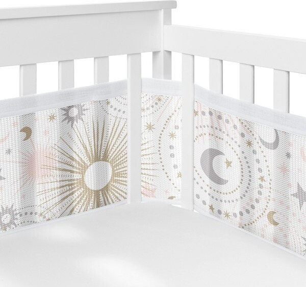 Sweet Jojo Designs SweetJojoDesigns+BreathableBabyBreathableMeshCribLinerBabyNurseryGirlCelestialPinkGoldandGrey
