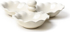 Coton Colors by Laura Johnson Signature White Ruffle Three Bowl Server