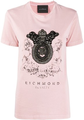John Richmond embellished crest T-shirt