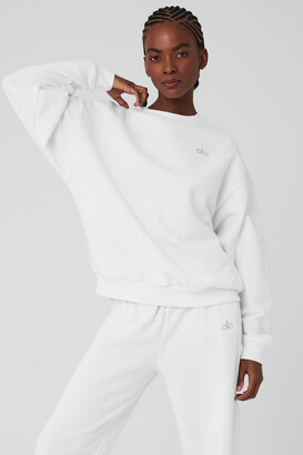 Alo Yoga  Accolade Crewneck Neck Pullover Top in White, Size: 2XS