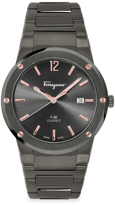 Salvatore Ferragamo F-80 Classic Gunmetal Bracelet Watch - ShopStyle