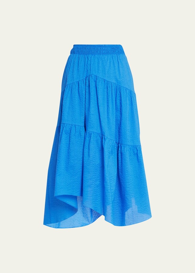 Frame Gathered-Seam Midi Skirt - ShopStyle