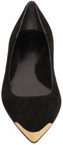 Thumbnail for your product : Alexander McQueen Metal Toe-Cap Suede Pointy Ballerina