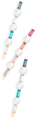 LELET NY Glass Pearl Baguette Pin Set of 3
