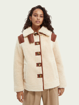 Scotch & Soda Single-breasted shearling jacket with detachable sleeves | Women