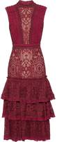 Thumbnail for your product : Jonathan Simkhai Tiered Pleat-trimmed Lace Dress