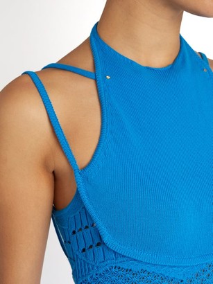 Esteban Cortazar Sleeveless Crochet-knit Cotton-blend Dress - Blue