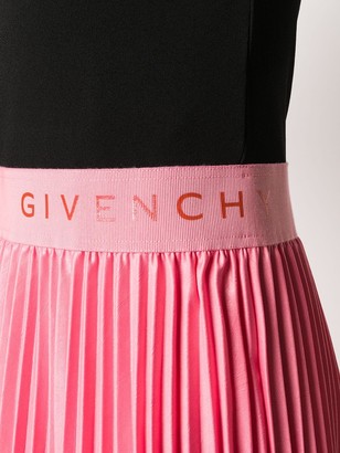 Givenchy Logo-Waistband Pleated Midi-Dress