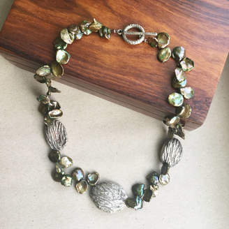 Gia Belloni Gia Belloni Green Organic Pearl And Silver Necklace