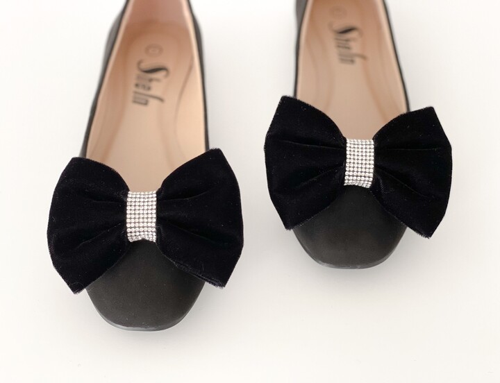 Sparkling Velvet Bow Shoe Clips | 5 Colors Vintage Shoes Bridal Accessories Gifts For Her Stocking Stuffers Special Occasion