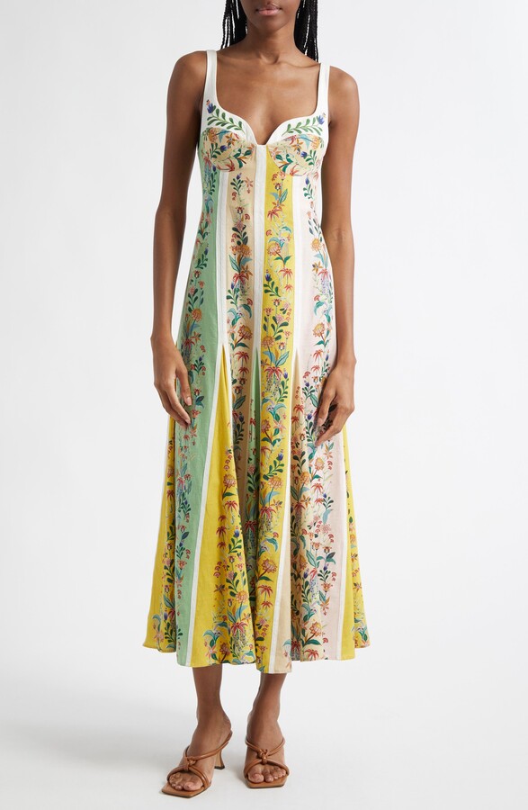 Farm Rio Delicate Floral Stripe Sundress