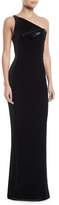 Thumbnail for your product : Emporio Armani One-Shoulder Velvet Jersey Column Evening Gown w/ Satin Trim