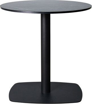 LeisureMod Round MDF Top Dining Table With Square Stainless Steel Pedestal Base – Seats 2–3 People, Kitchen & Dining Room Table For Cafes