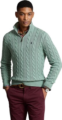 Mens Clothing Sweaters and knitwear Zipped sweaters Tailorbyrd Cotton Quarter-zip Pullover in Green for Men 