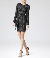 Thumbnail for your product : Reiss Kitty Lace LONG SLEEVE LACE DRESS BLACK/CREAM