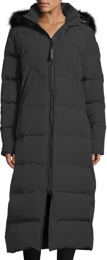 Canada Goose Mystique Long Hooded Puffer Parka Coat w/ Fur Trim - ShopStyle
