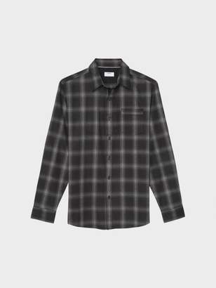 DKNY Brushed Grey Ombre Plaid Button Down