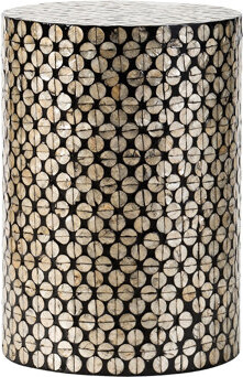 Wrought Studio Modern Side Table Stool, Two Black/gold, Fits Various Decor Styles, 14x20 Inches Cylindrical Accent Black And Gold, Suits Coastal Themes,