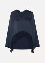 Thumbnail for your product : Elizabeth and James Heath Ribbed Knit-trimmed Satin-crepe Blouse