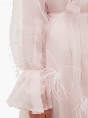 Roksanda Cowie Feather-trim Silk-organza Gown - Light Pink