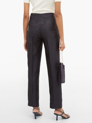 Giuliva Heritage Collection The Gastone Silk-blend Herringbone Trousers - Navy