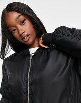 Thumbnail for your product : Brave Soul Brazil oversized MA1 bomber jacket with ruched sleeves in black