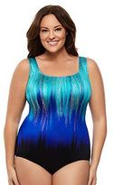 Thumbnail for your product : Plus Size Great Lengths Shades of Blue Tummy Slimmer One-Piece Swimsuit