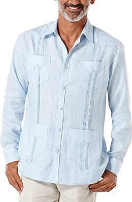 Cubavera Men's Four-Pocket Mini Pintuck Long Sleeve Button-Down Guayabera Shirt