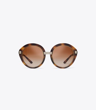 Tory Burch Kira Striped Round Sunglasses - ShopStyle